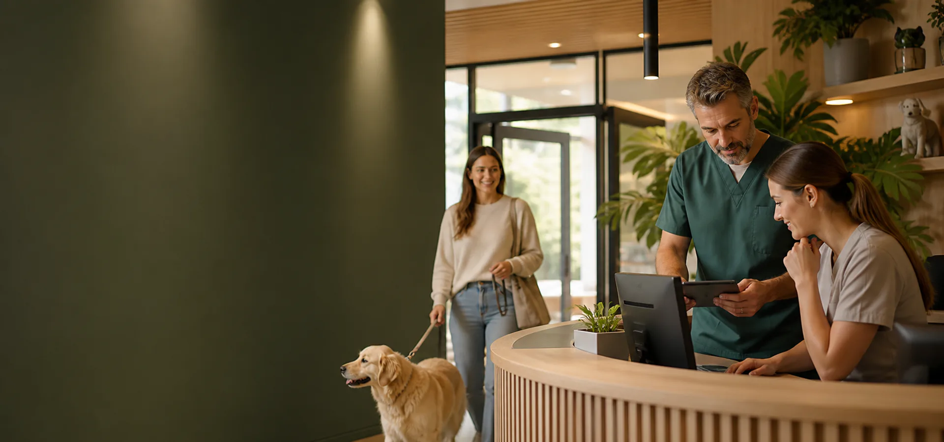 Equipe de clínica veterinária organizando a agenda de atendimentos